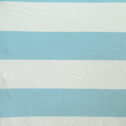4"(Four Inch) Horizontal Stripes on Cotton Lycra Fabric (White/Sky Blue) | (4 Way Stretch/Per Yard)