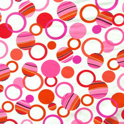 Funky Polka Dot Print on Poly Spandex Fabric (Orange/Ivory | (4 Way Stretch/Per Yard)