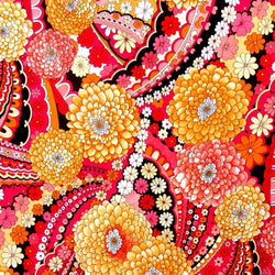 Colorful Floral Print on Poly Spandex Fabric | (4 Way Stretch/Per Yard)