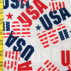 USA Print with Flag and Star on Poly Spandex Fabric | (4 Way Stretch/Per Yard)