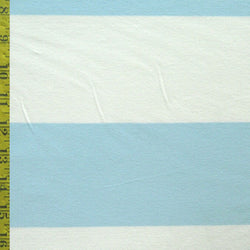 4"(Four Inch) Horizontal Stripes on Cotton Lycra Fabric (White/Sky Blue) | (4 Way Stretch/Per Yard)