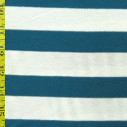Horizontal Stripes on Cotton Lycra Fabric (White/Mallard) | (4 Way Stretch/Per Yard)