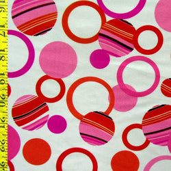Funky Polka Dot Print on Poly Spandex Fabric (Orange/Ivory | (4 Way Stretch/Per Yard)