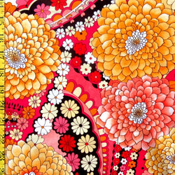 Colorful Floral Print on Poly Spandex Fabric | (4 Way Stretch/Per Yard)