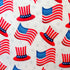USA Flag Print with Hat on Poly Spandex Fabric | (4 Way Stretch/Per Yard)