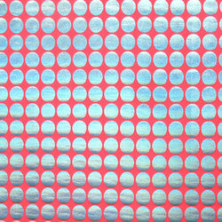 Metallic Polka Dot Print on Poly Spandex Fabric (Silver/Pink) | (4 Way Stretch/Per Yard)