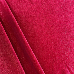 Shiny Glitter on Solid Stretch Velvet Fabric (Silver/Red) | (2 Way Stretch/Per Yard)