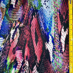 Multicolored Snake Skin Print on Poly Spandex Fabric | (4 Way Stretch/Per Yard)