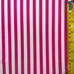 Vertical Stripes on Poly Spandex Fabric (White/Hot Pink) |  (4 Way Stretch/Per Yard)