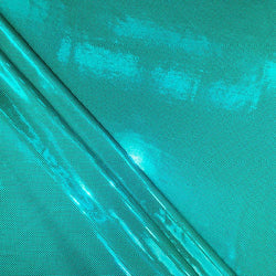 Turquoise Laser Foil with Dots on Turquoise Spandex Fabric | (4 Way Stretch/Per Yard)
