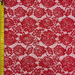 Floral Print on on Stretch Lace (Pink) | (Non Stretch/Per Yard)