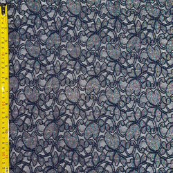 Floral Iridescent Pattern on Stretch Lace Fabric (Black/Multi) | (2 Way Stretch/Per Yard)