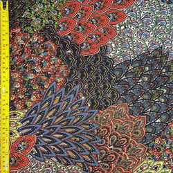 Colorful Scattered Shiny Dots with Flocked Pattern on Poly Spandex Fabric | (4 Way Stretch/By The Yard)