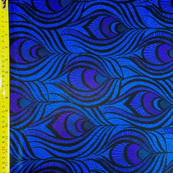 Peacock Print on Nylon Spandex Fabric (Turquoise) | (4 Way Stretch/Per Yard)