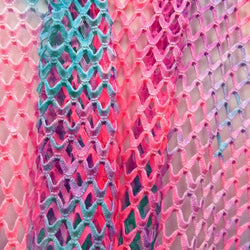 Tie Dyed Cabaret Big Hole Mesh Fabric (Multicolor) | (2 Way Stretch/Per Yard)