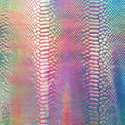 Holographic Gradient with Ombre Snake Skin Print on Nylon Spandex Fabric (Silver/Cerise/Lemon/Blue) | (4 Way Stretch/Per Yard)
