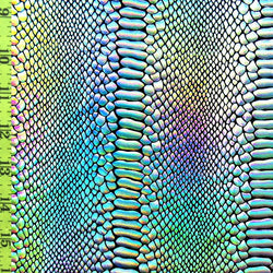Holographic Ombre Snake Skin Print on Nylon Spandex Fabric (Silver/Black) | (4 Way Stretch/Per Yard)