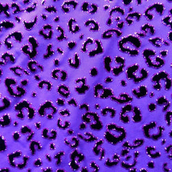 Leopard Print with Purple Glitter on Stretch Mesh Fabric | (2 Way Stretch/Per Yard)